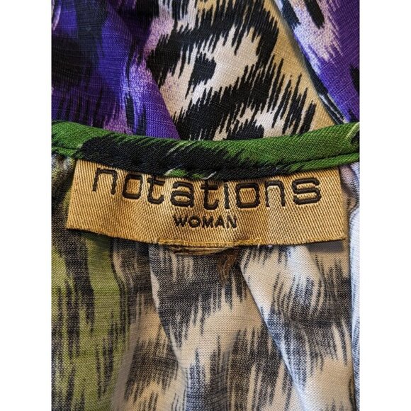 Notations Womens Plus Size 2X Blouse Peasant Key Hole Animal Floral Multicolor - Picture 6 of 6